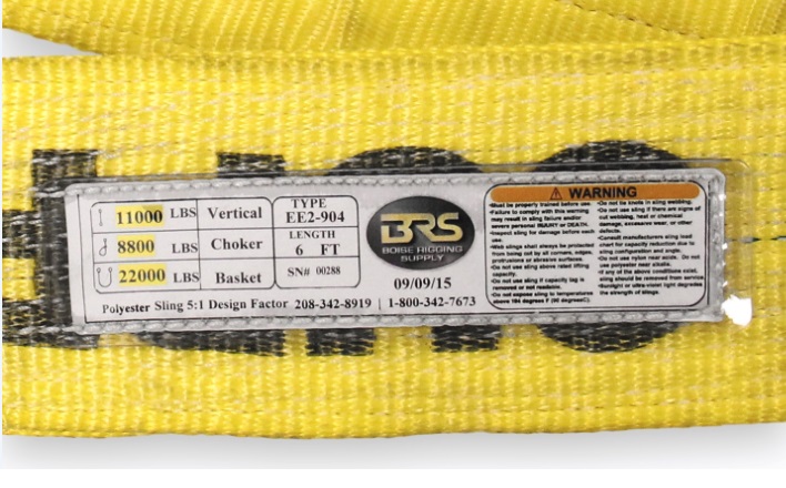 EE2-904 X8FT Nylon Lifting Sling Strap 4 Inch 2 Ply 8 Foot USA MADE Package of 2 